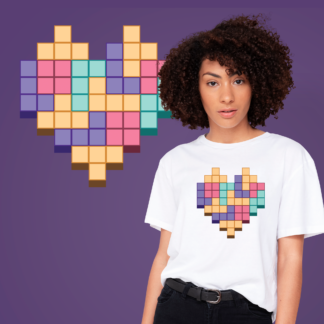 Tetris Block Heart Graphic T-Shirt
